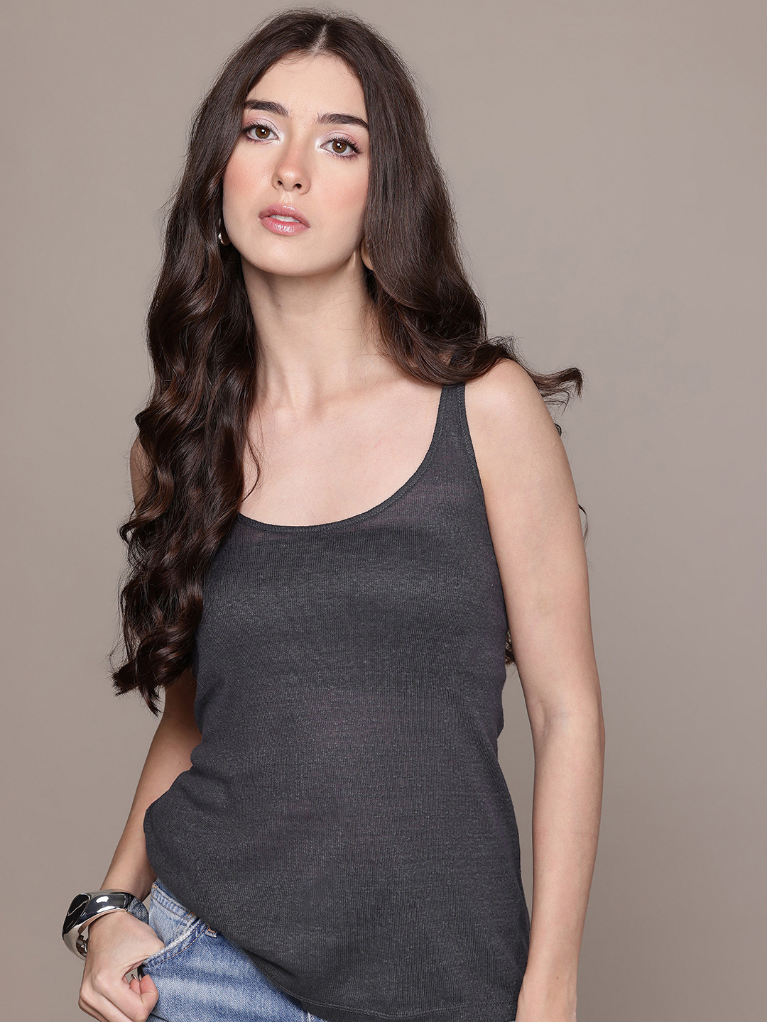 MANGO Scoop Neck Cami Top