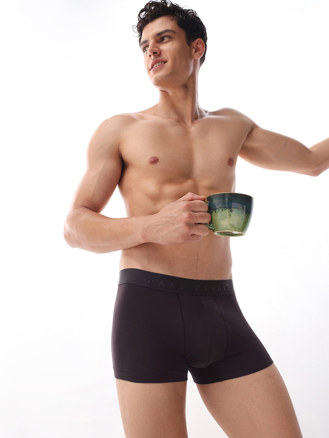 RARE RABBIT Men Cotton Stretch Short Trunk CLOSE PRIMARY MAROON