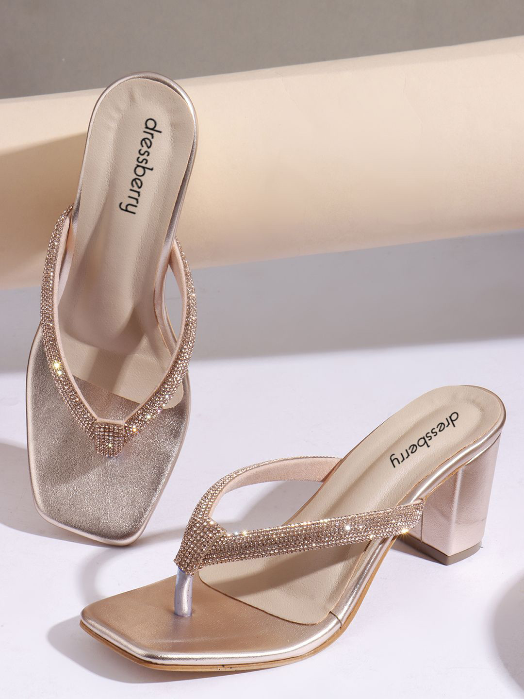 DressBerry Women Embellished Block Heel Sandals with Western - Embellished