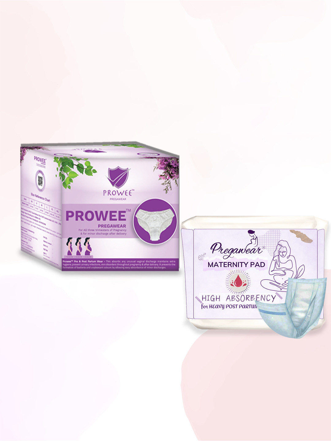 Pregawear 15Pc Disposable Regular Panties & 5Pcs Maternity Pads Pregnancy Underwear Set