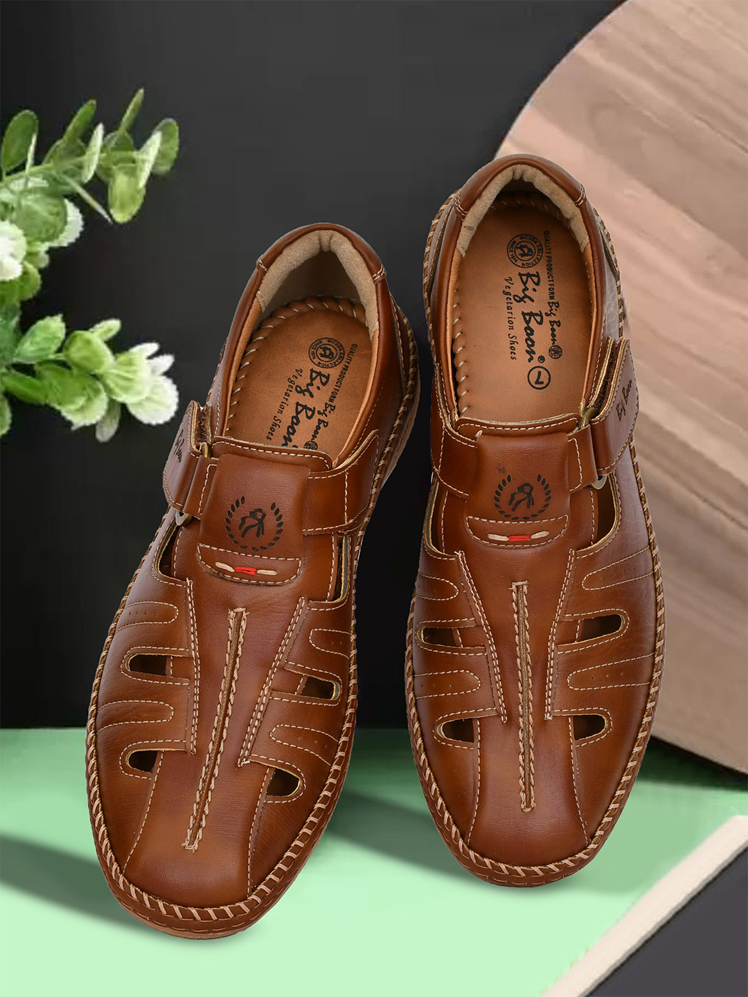 Big Boon Men Classic Roman Comfort Sandals with Velcro