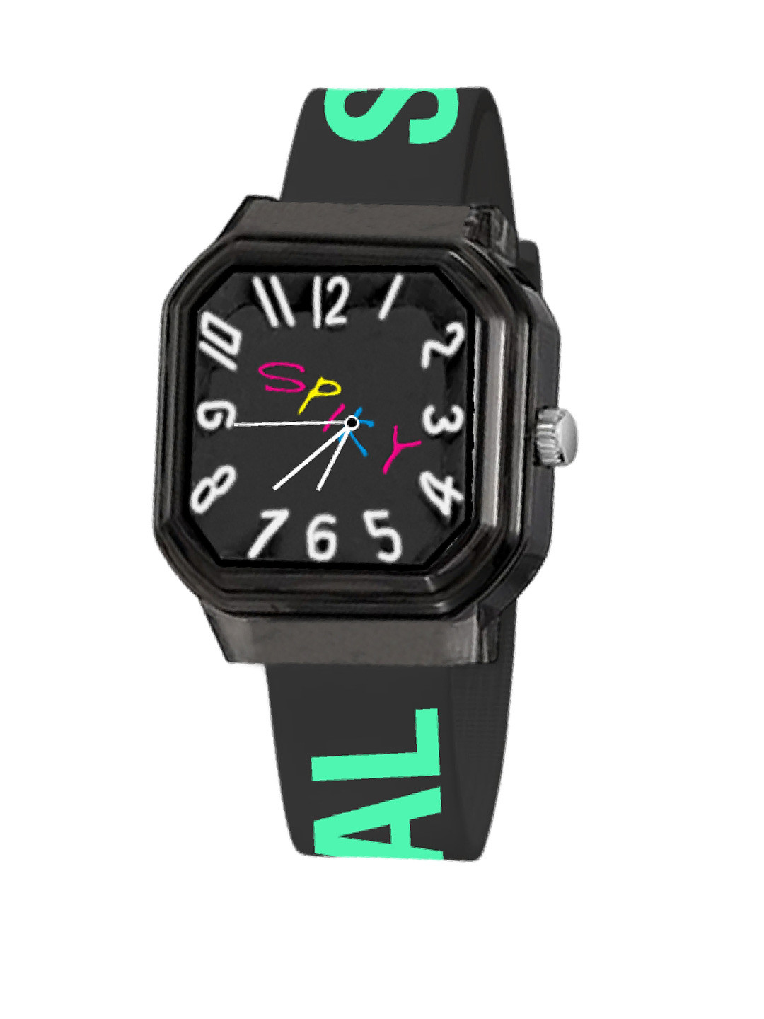 Spiky Kids Asymmetric Dial & Textured Straps Analogue Watch SPKEVA40_C1_Blk