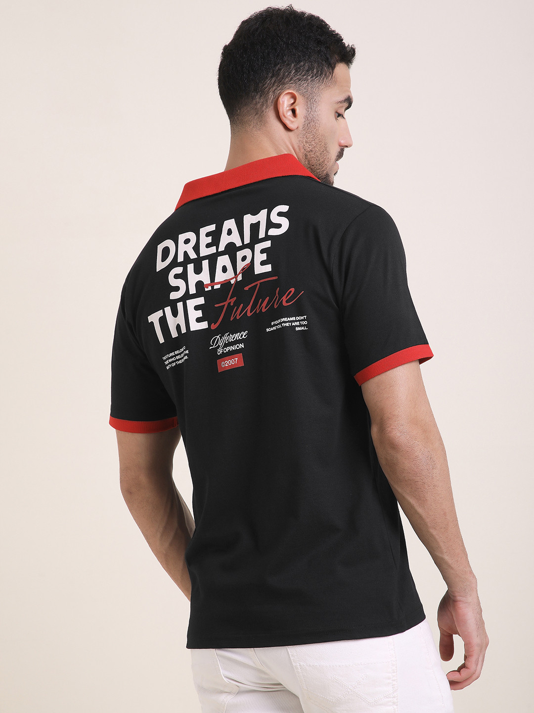 Difference Of Opinion Men Relaxed Fit Printed Polo Tshirt