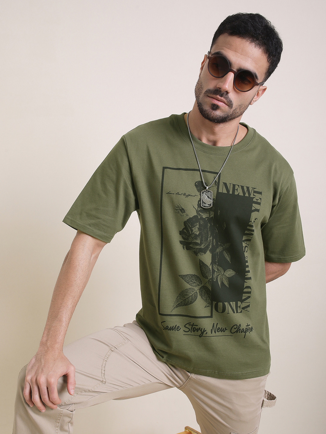 Difference Of Opinion Men Oversized Short Sleeve Printed Tshirt