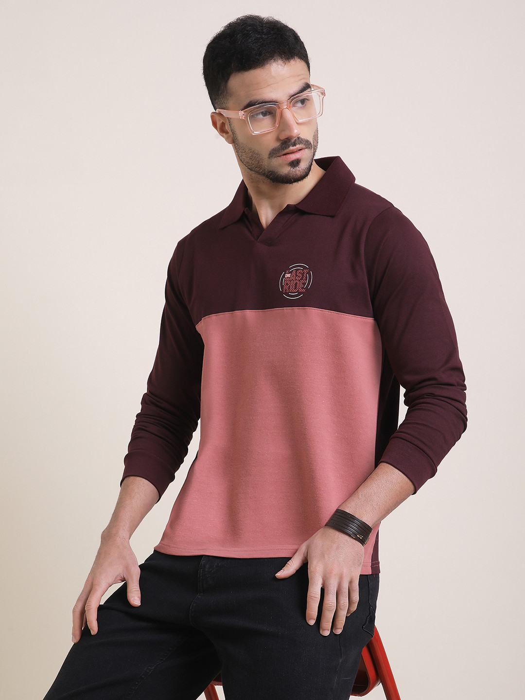 Difference Of Opinion Men Long Sleeve Cut & Sew Polo Tshirt