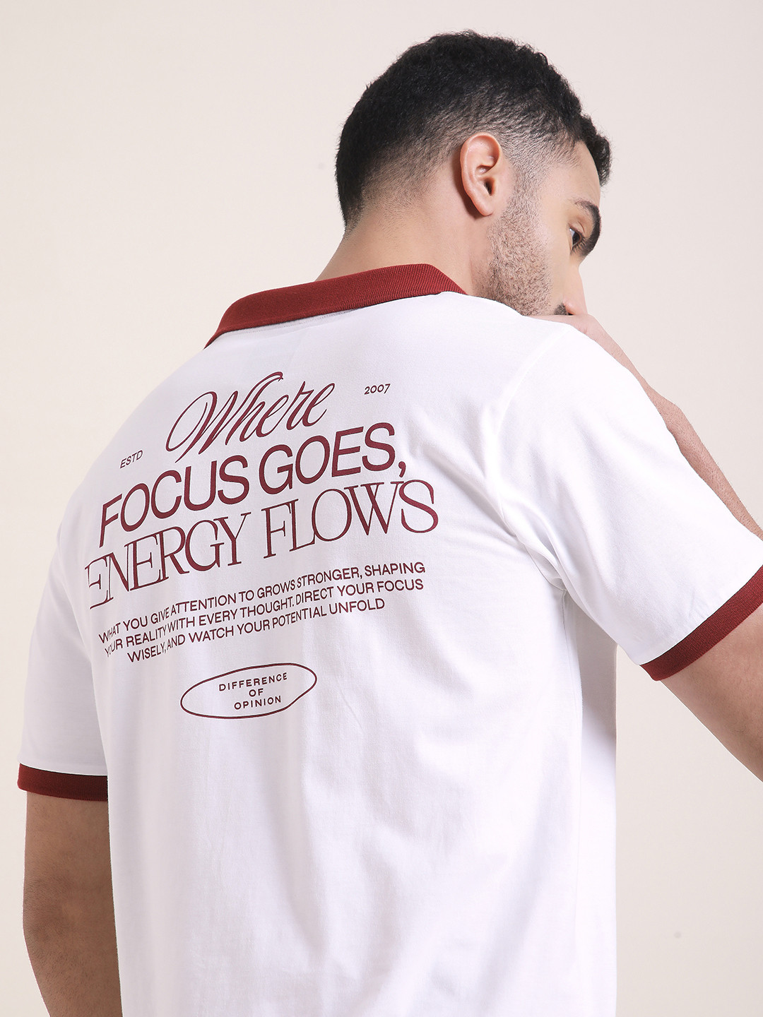 Difference Of Opinion Men Relaxed Fit Printed Polo Tshirt