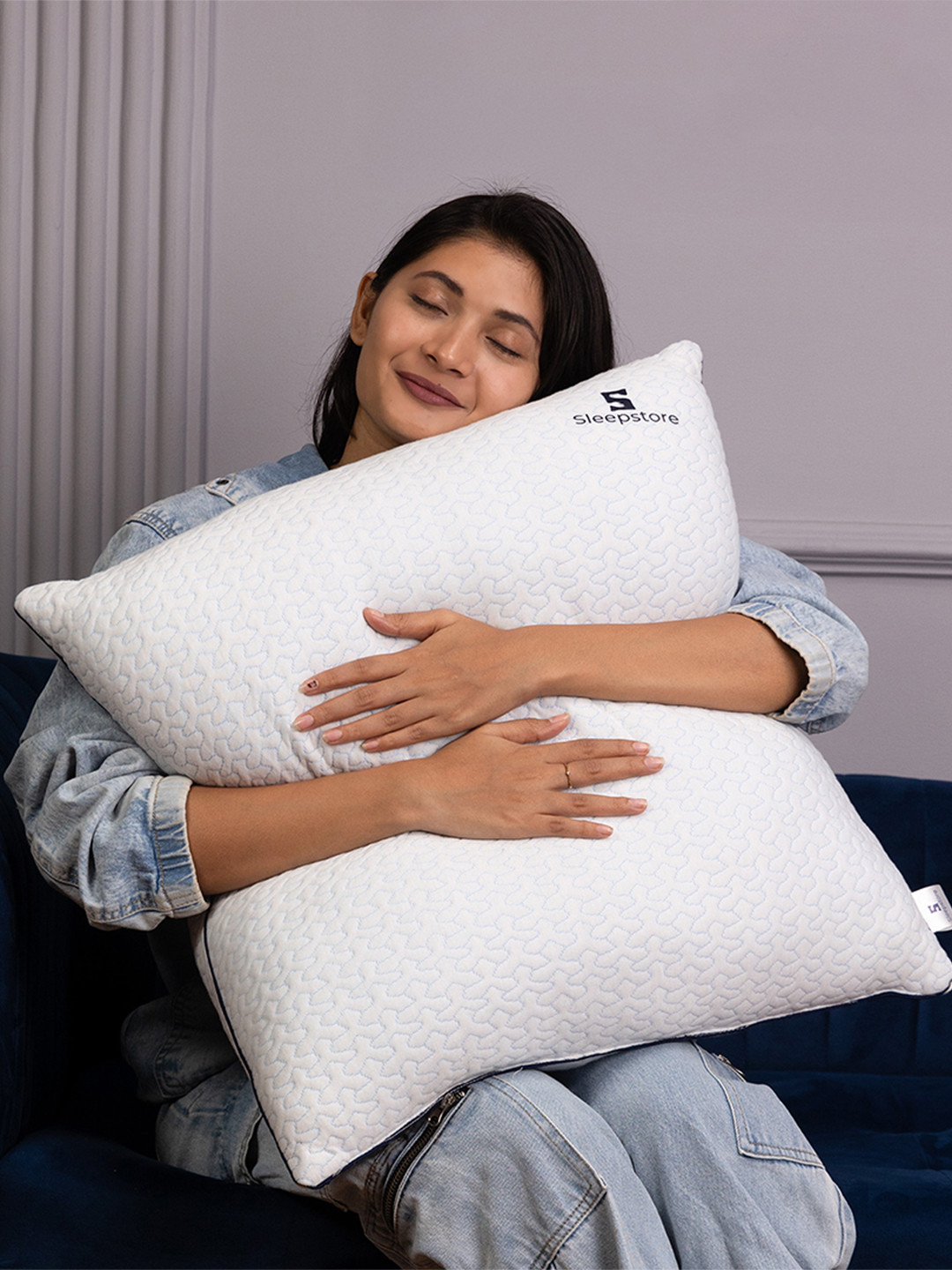 Sleepstore Fibrom White Quilted 2 Pieces Square Soft Cushion 24 x 24 Inches