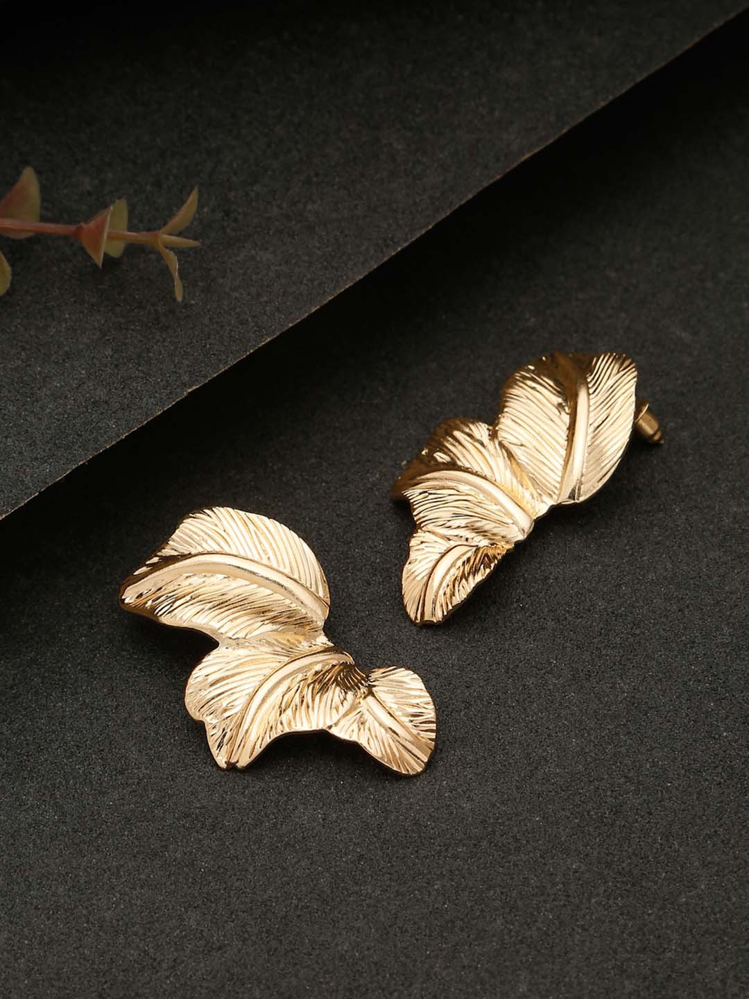 Stoln Gold-Plated Leaf Shaped Studs
