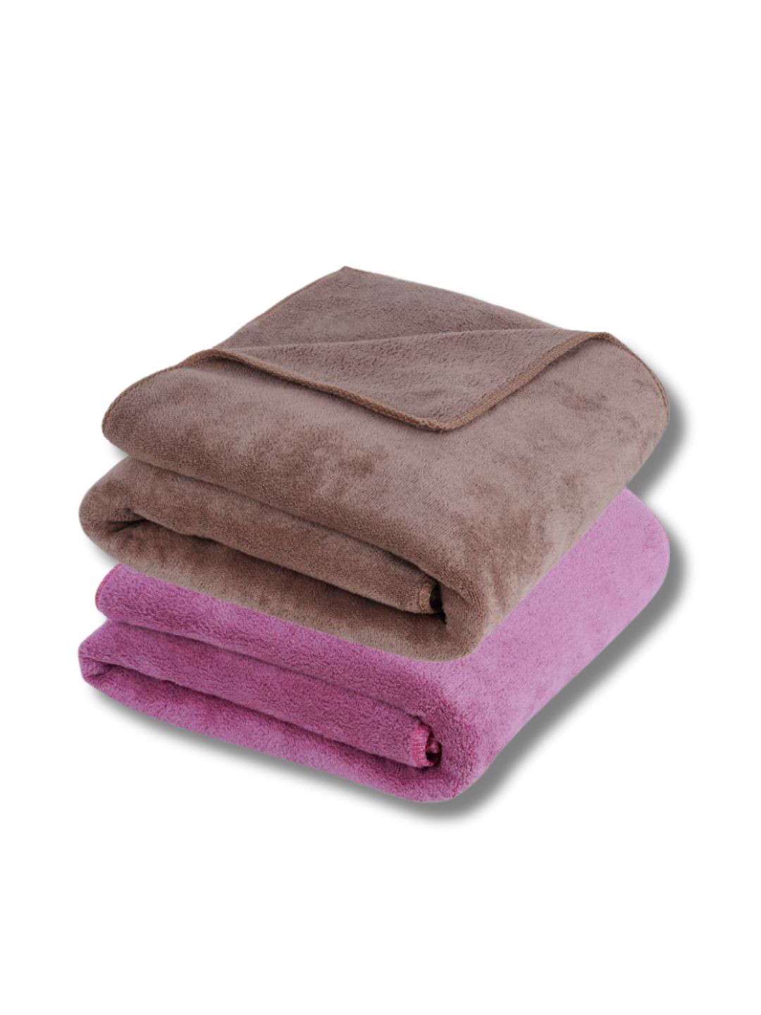 Fezora Brown & Purple 2 Pieces Microfiber 400 GSM Bath Towels