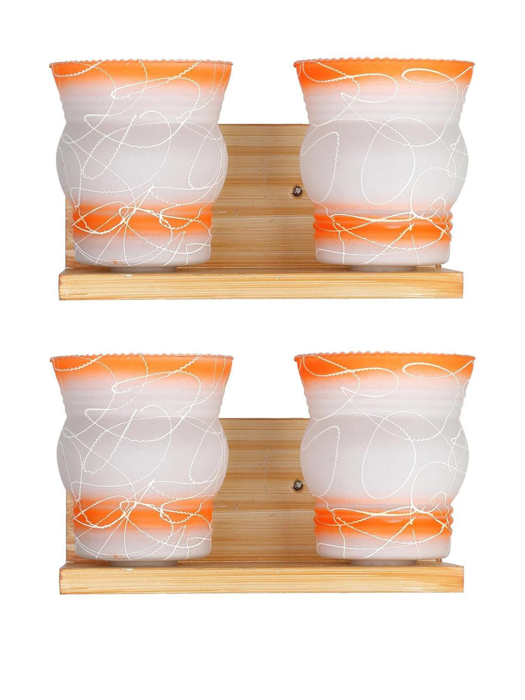 Somil Premium Designer Glass Wall / Night Lamp  Elegant & Stylish Dcor Accent for Modern Interiors, Color- Orange, White, Size:- 34 X 24 X 28 CM