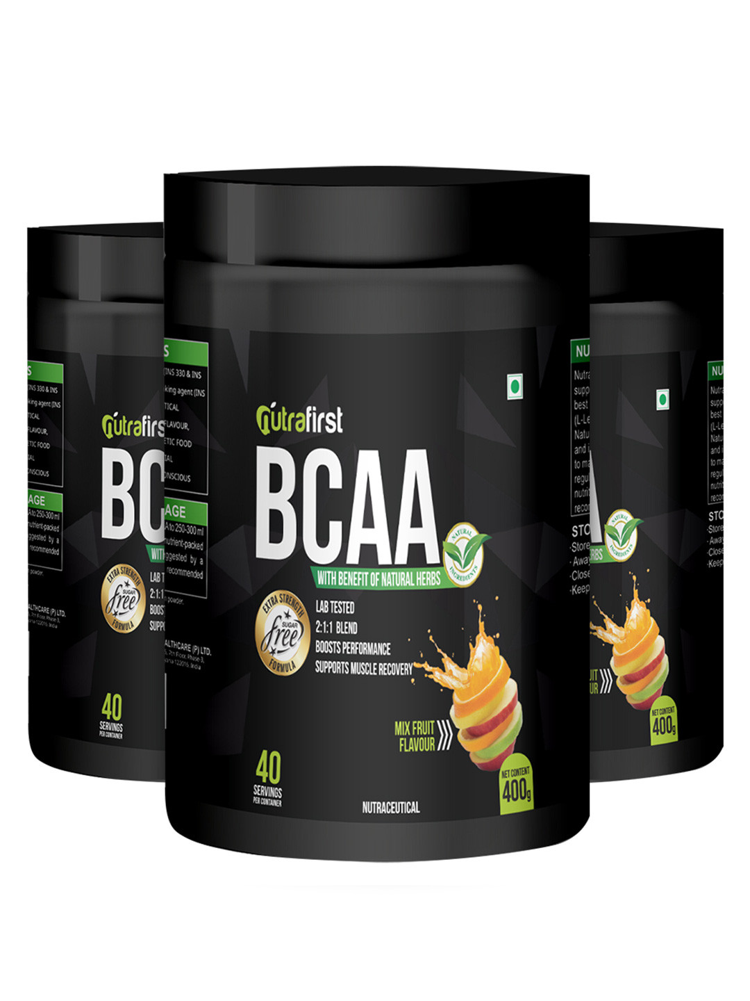 NUTRAFIRST Set Of 3 BCAA Advanced Powder With L-Glutamine - 400 g Each