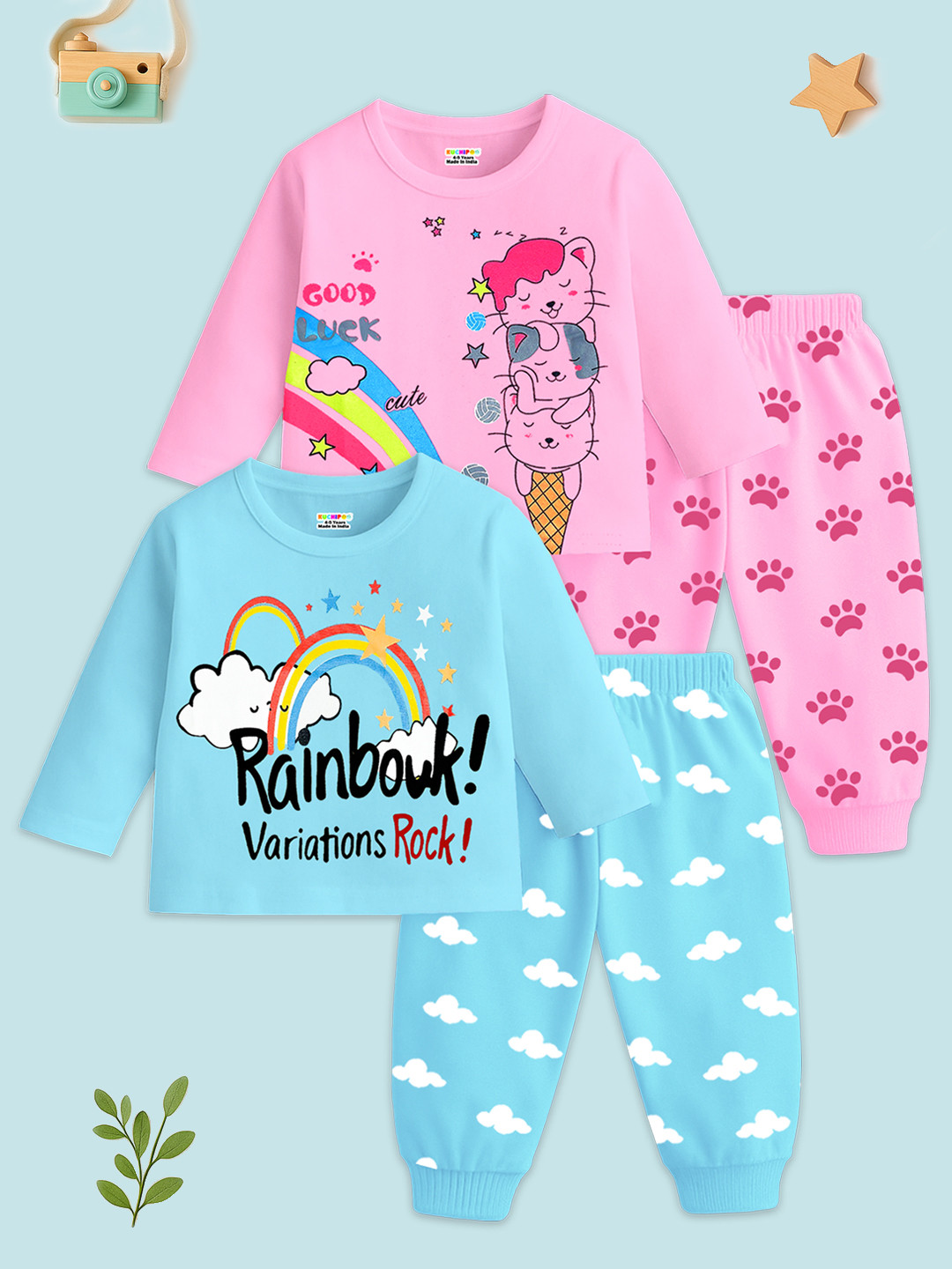 KUCHIPOO Girls Multi Clothing Set