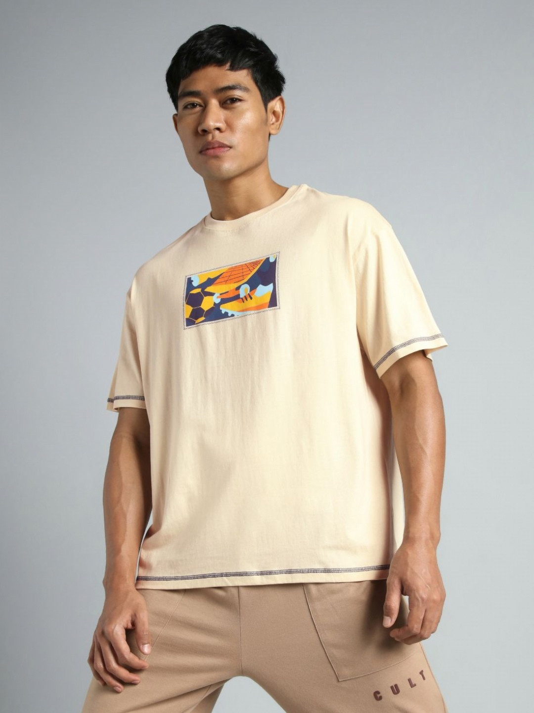 Cult Men Cream Play On Graphic T-Shirt