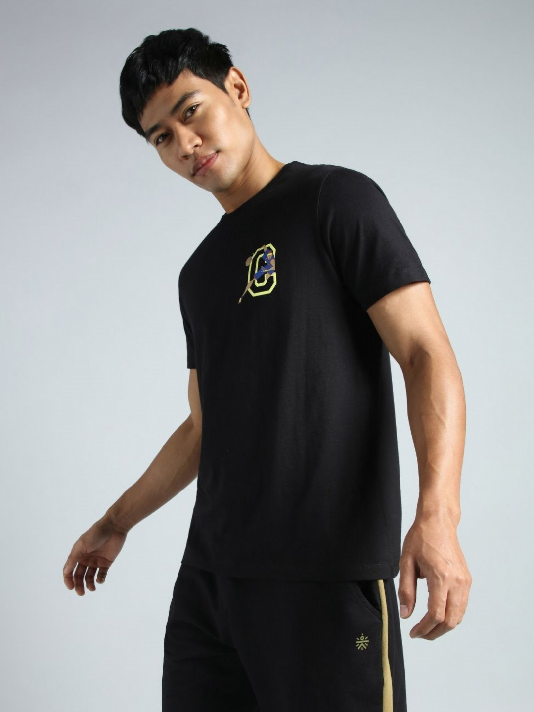 CULT Men's Black Play Basketball Graphic T-shirt