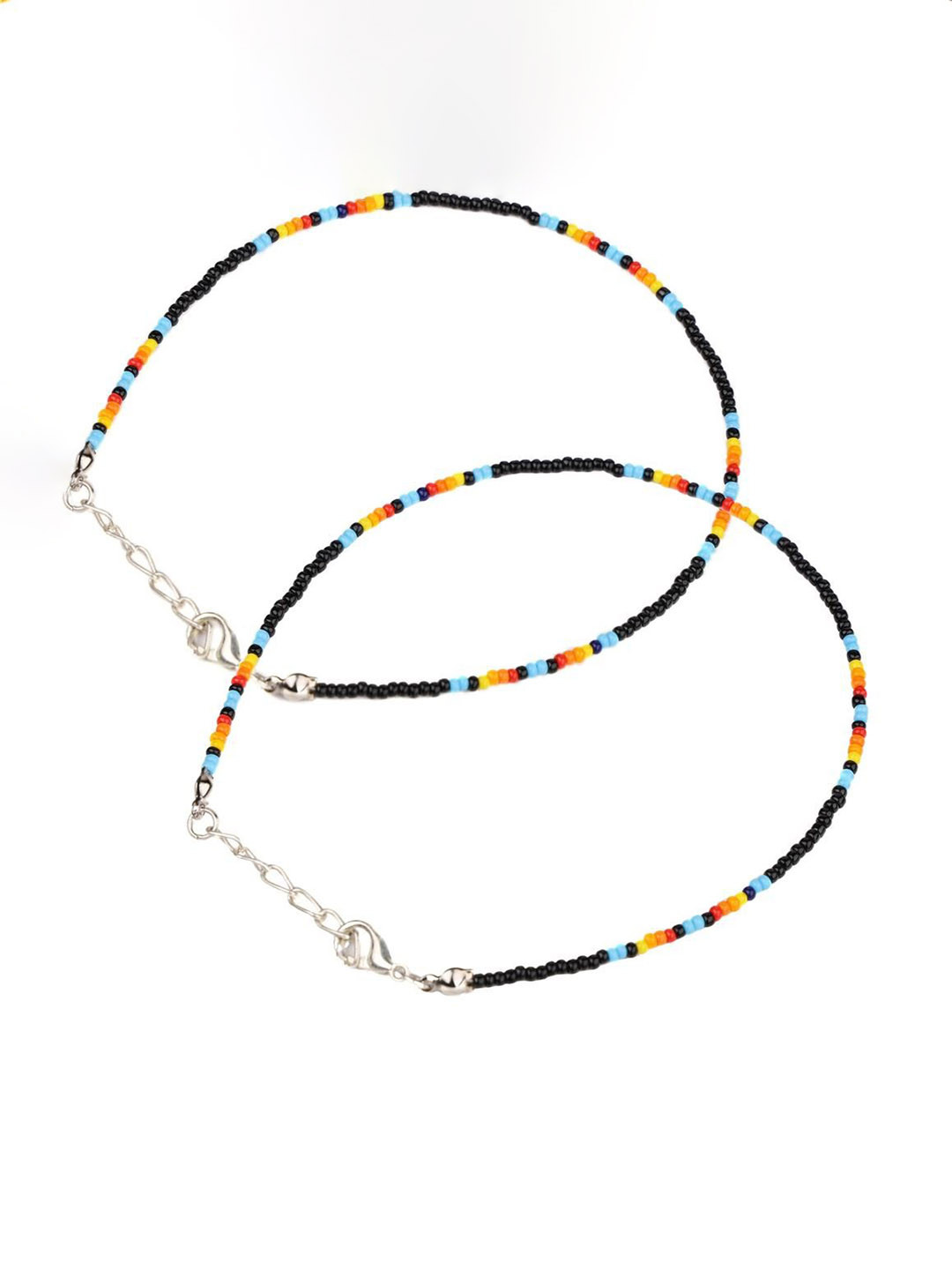 Prapti handicrafts Women Pack of 2 Multi Color Artificial Beads Spring Ring Ethnic Anklet