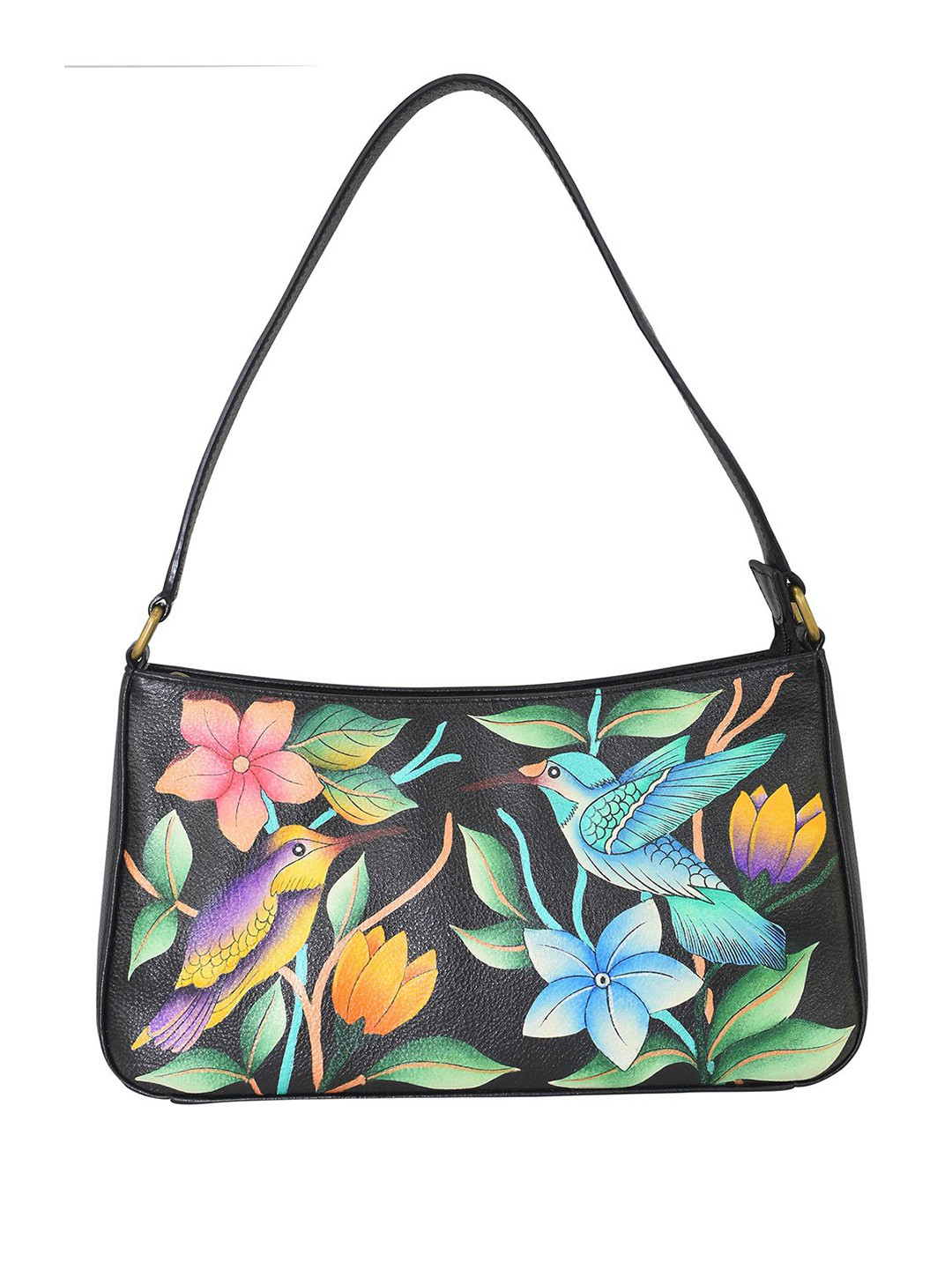 Anuschka Women Bird in Paradise Hand Painted Leather Shoulder Hobo