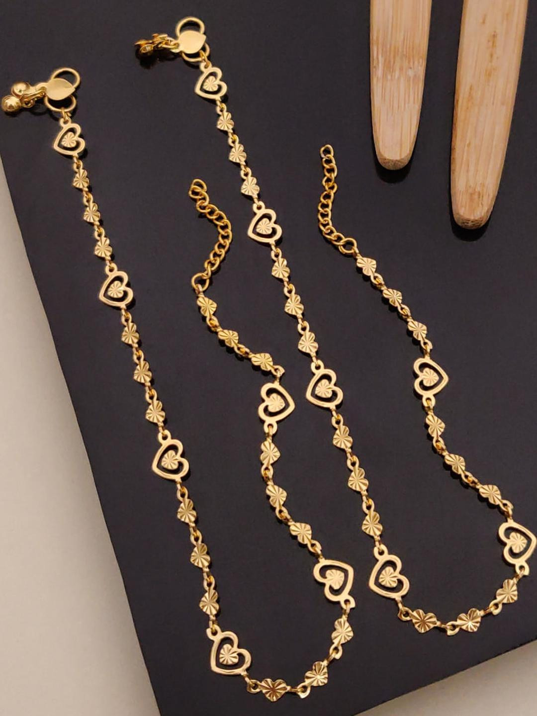 Heart/Dil Women Gold Plated Heart Charm Anklets