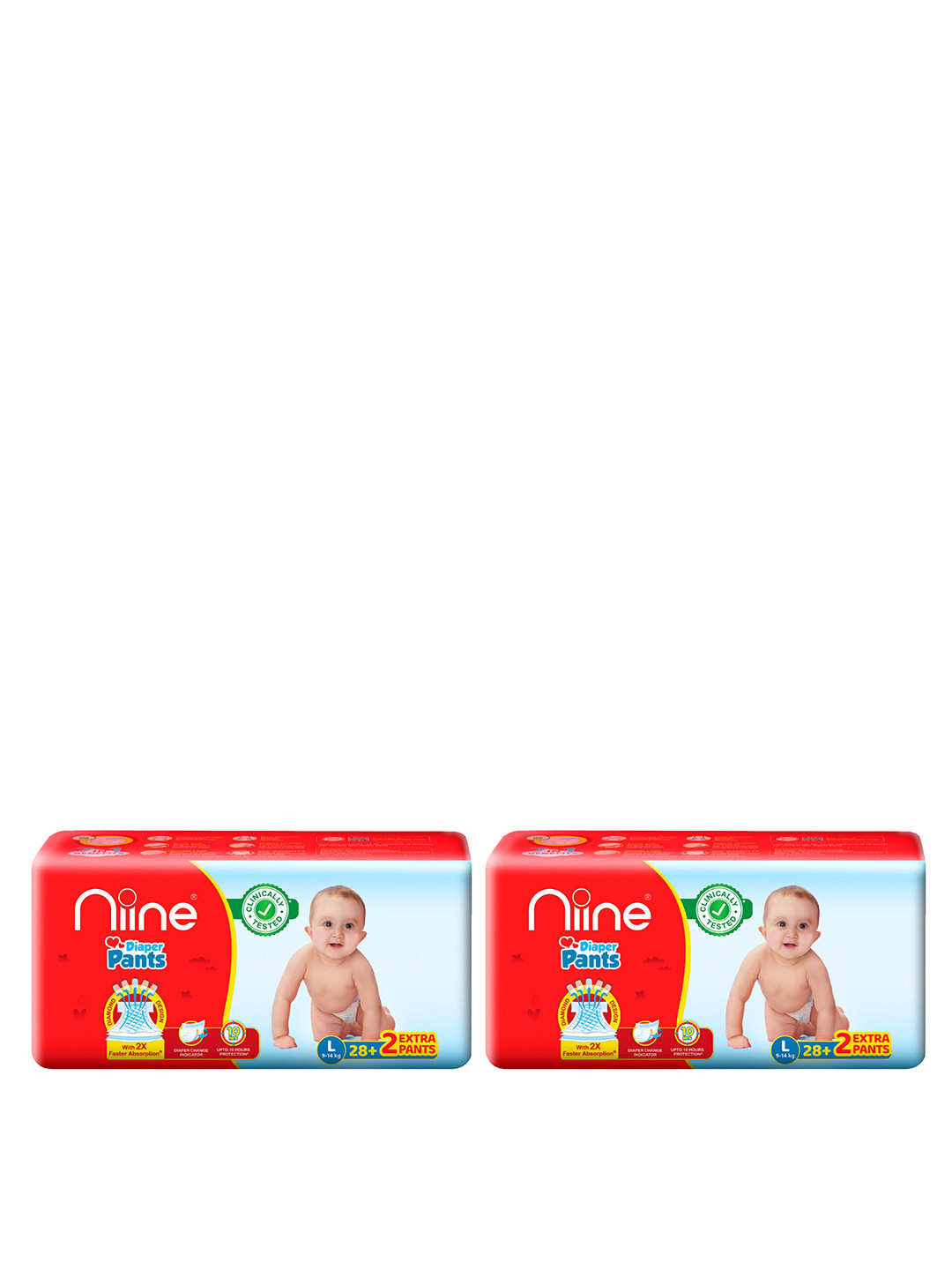 Niine Set of 2 Cotton Baby Diaper Pants with Leakage Protection - 30 Pants Each - Large