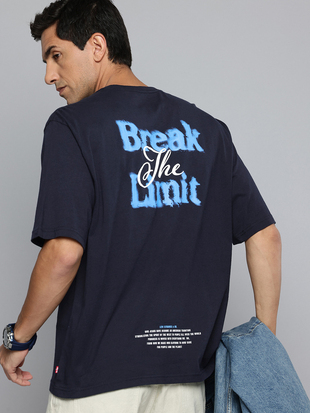 Levis Oversized Fit Typography Printed Pure Cotton T-shirt