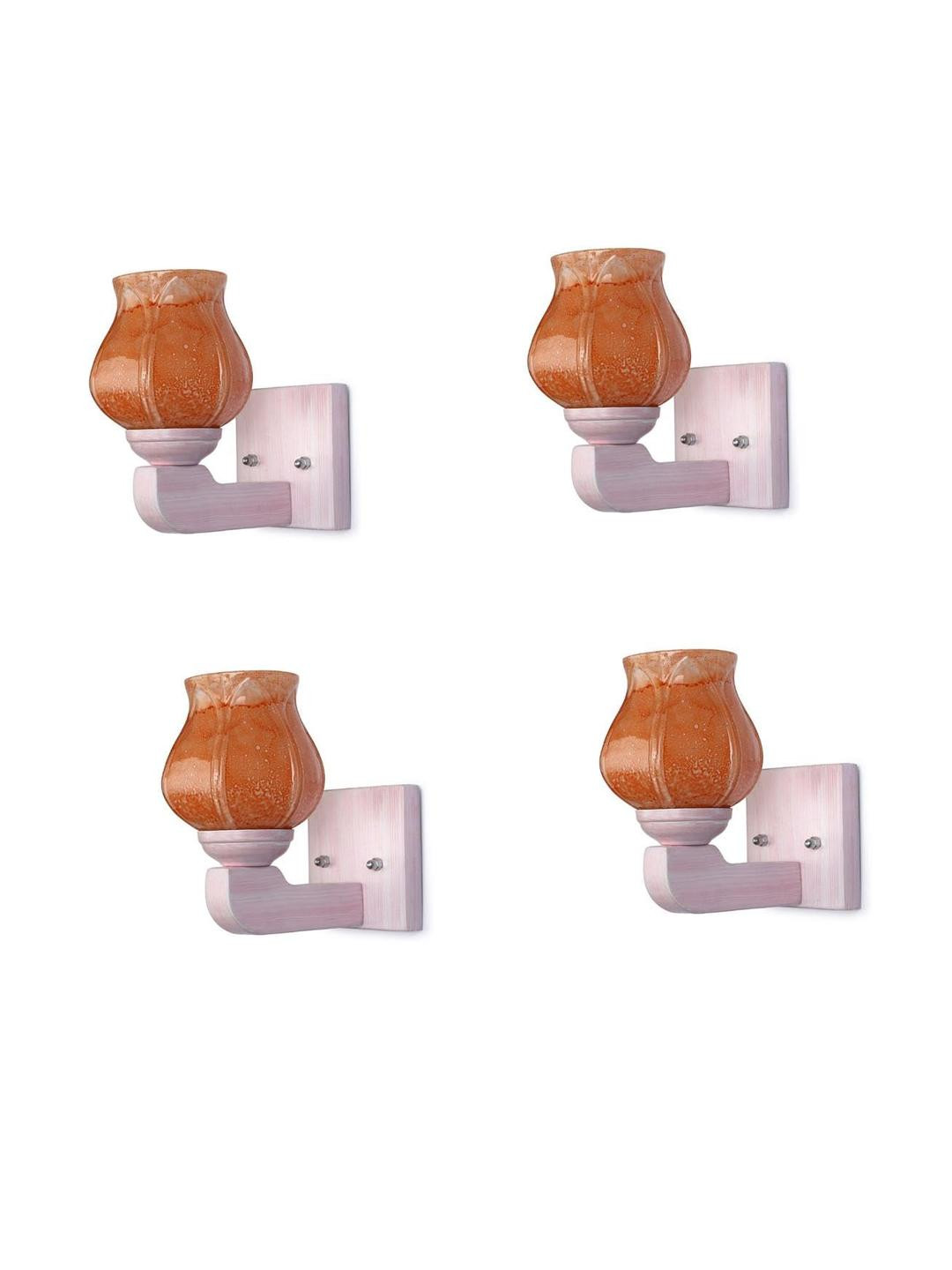 Somil Premium Designer Glass Wall / Night Lamp  Elegant & Stylish Dcor Accent for Modern Interiors, color- Orange, Size- 21 X 26 X 20 CM