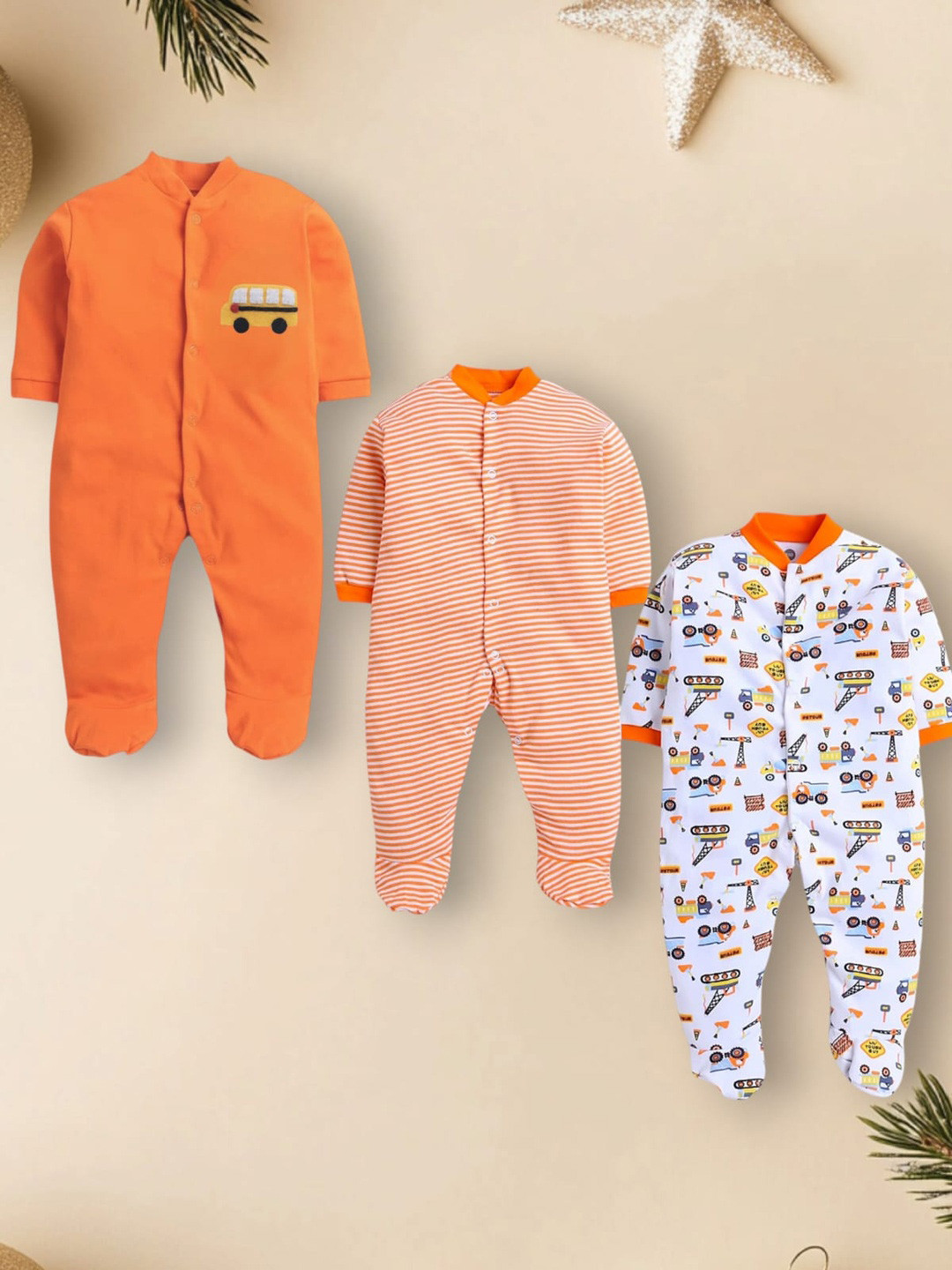 Trubliz Infants Pack Of 3 Printed Sleepsuits