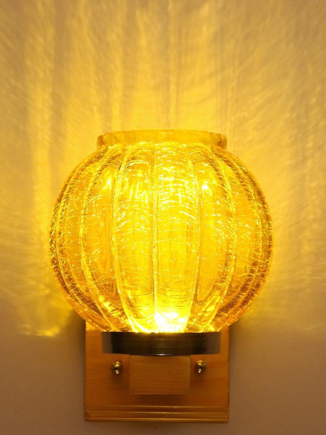 Somil Premium Designer Glass Wall / Night Lamp  Elegant & Stylish Dcor Accent for Modern Interiors, color-  Yellow Size- 22.5 X 32 X 26.5 CM