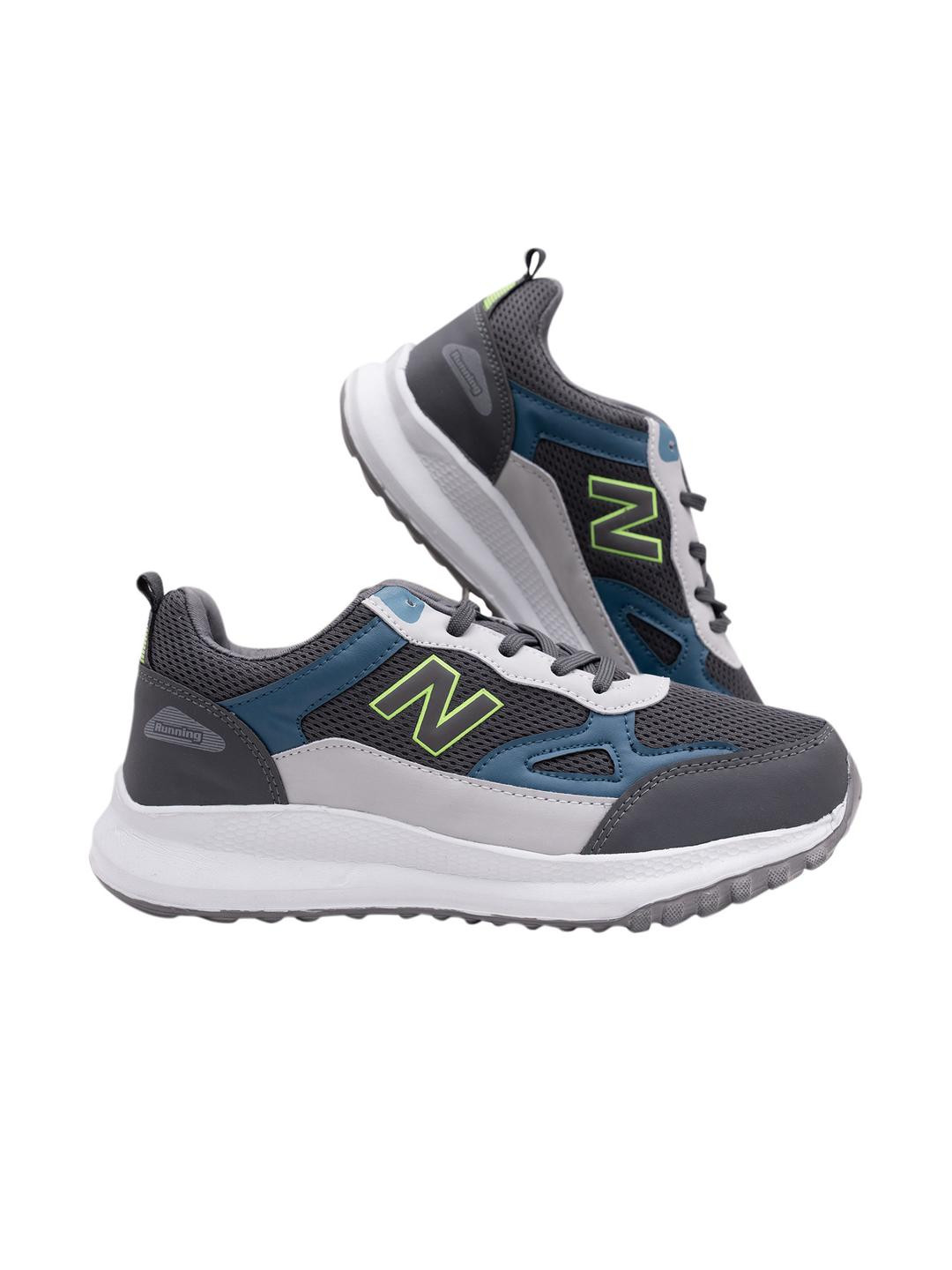 FEET FIRST Men Grey & White Printed Leather Lace-Up Sneakers