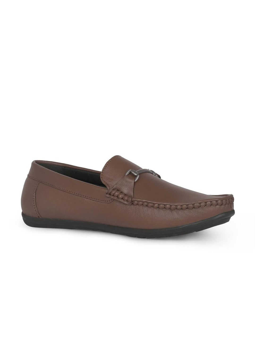 FEET FIRST Men brown Leather Formal Slip-on Loafer