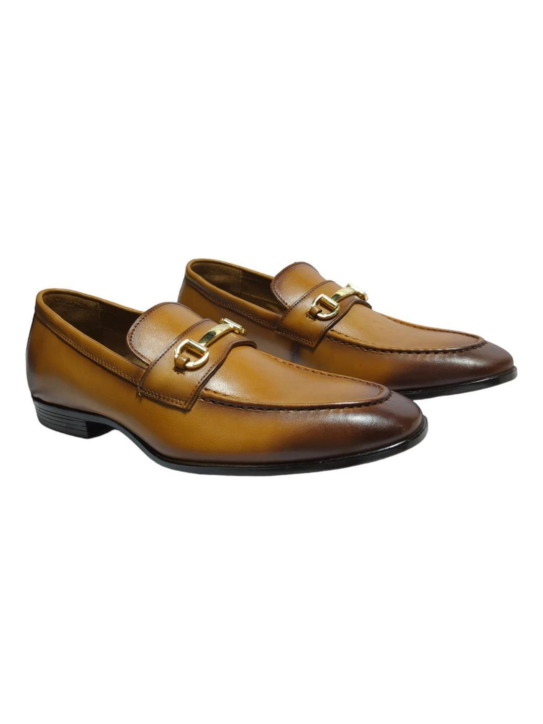 FEET FIRST Men Tan Leather Slip-On Casual Loafers