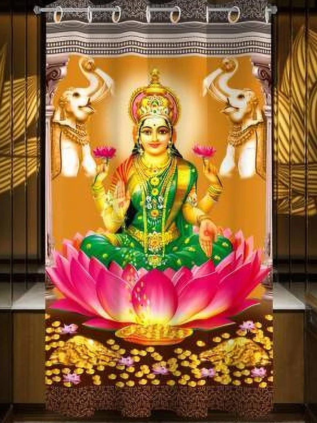 BELLA TRUE 213 cm (7 ft) Polyester Semi Transparent Door Curtain Single Curtain (Printed, Multicolor 12)