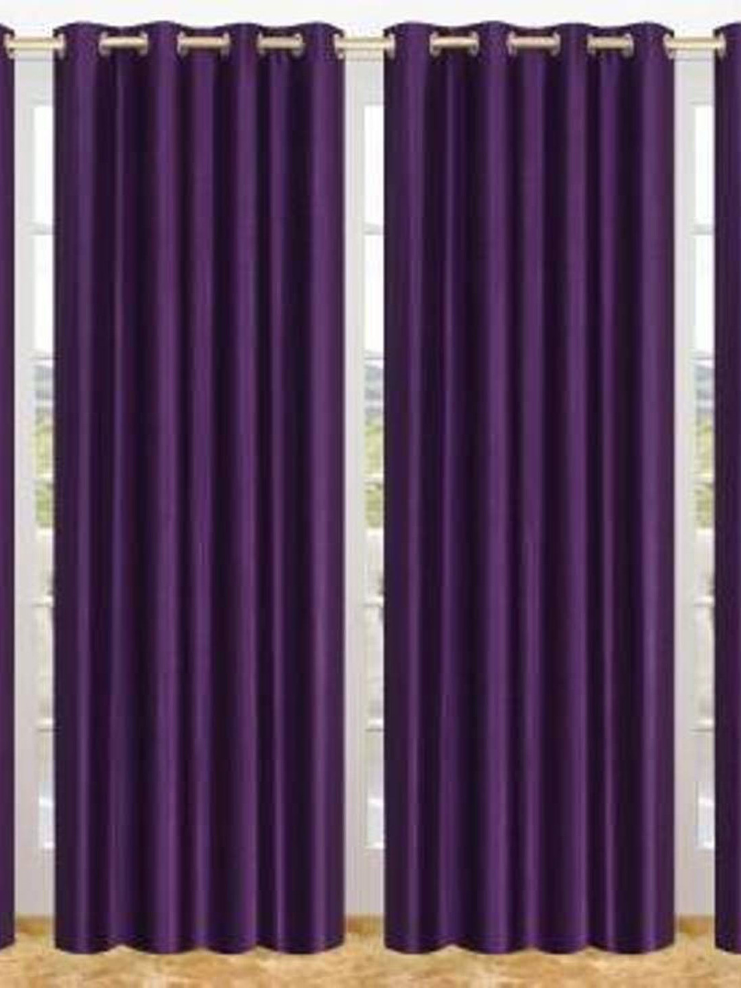 270 cm (9 ft) Polyester Semi Transparent Long Door Curtain (Pack Of 5) (Solid, Purple)