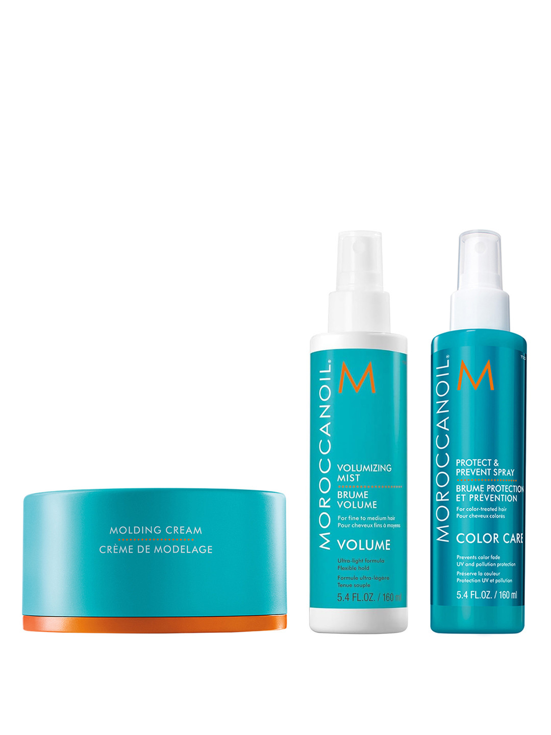 MOROCCANOIL Hair Styling Trio - Protect Spray + Volumizing Mist + Molding Cream