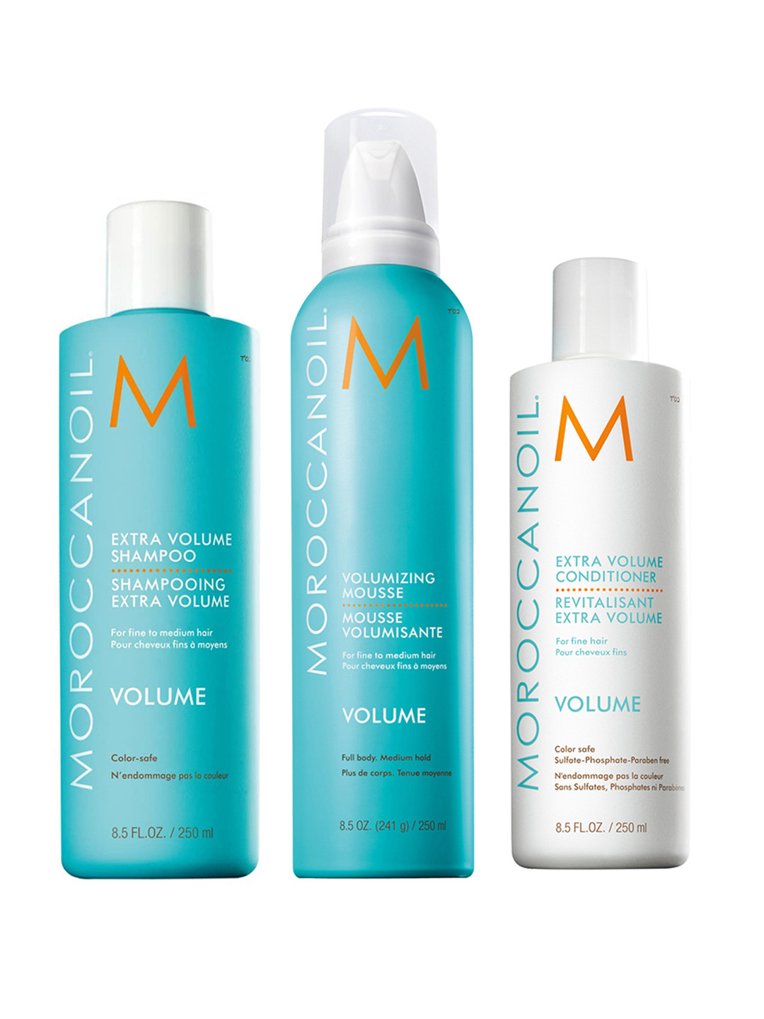 MOROCCANOIL Extra Volume Hair Care Trio 250 ml each - Shampoo + Conditioner + Hair Spray