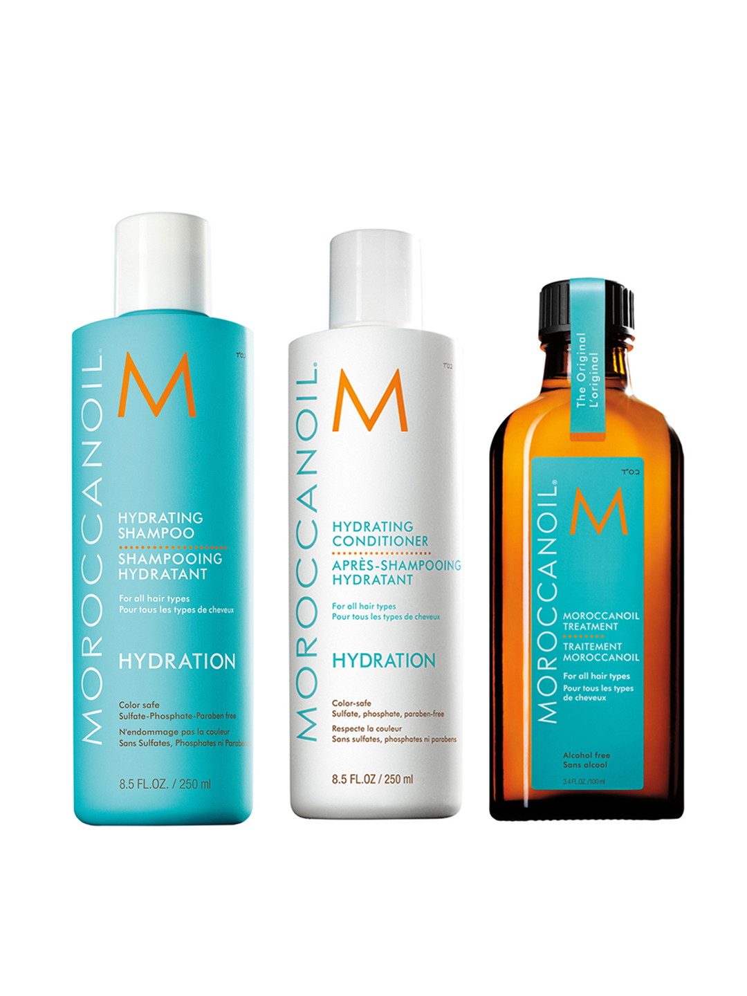 MOROCCANOIL Hydrating Hair Care Trio - Shampoo 250ml + Hair Oil 100ml + Conditioner 250ml
