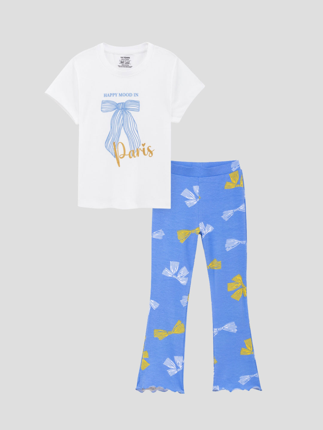 Nap Chief Girls Mood In Paris Printed Pure Cotton T-Shirt With Trousers