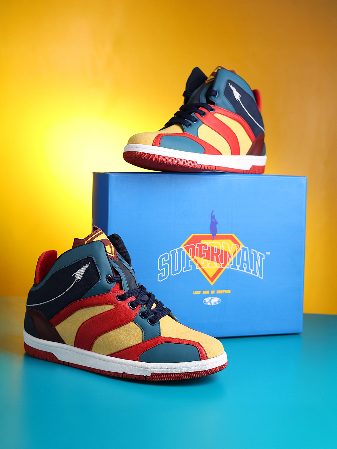 yoho Men Colourblocked PU Superman Sneakers