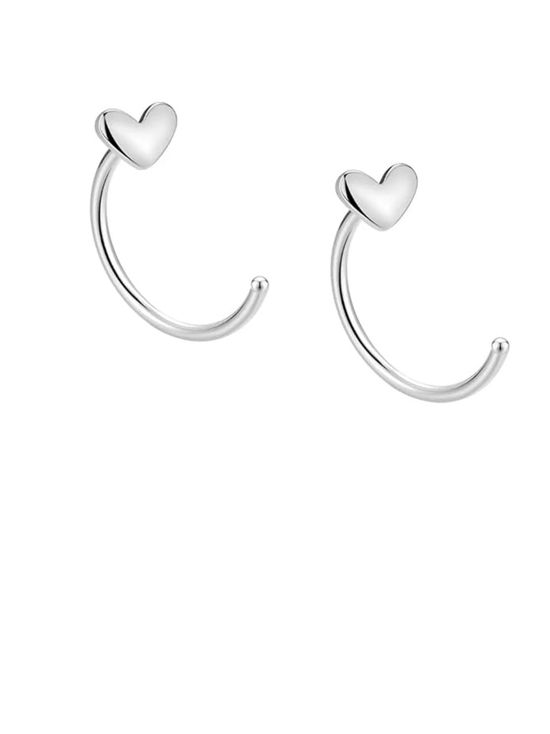 Amalfa Stainless Steel Silver-Plated Heart Shaped Ear Cuffs