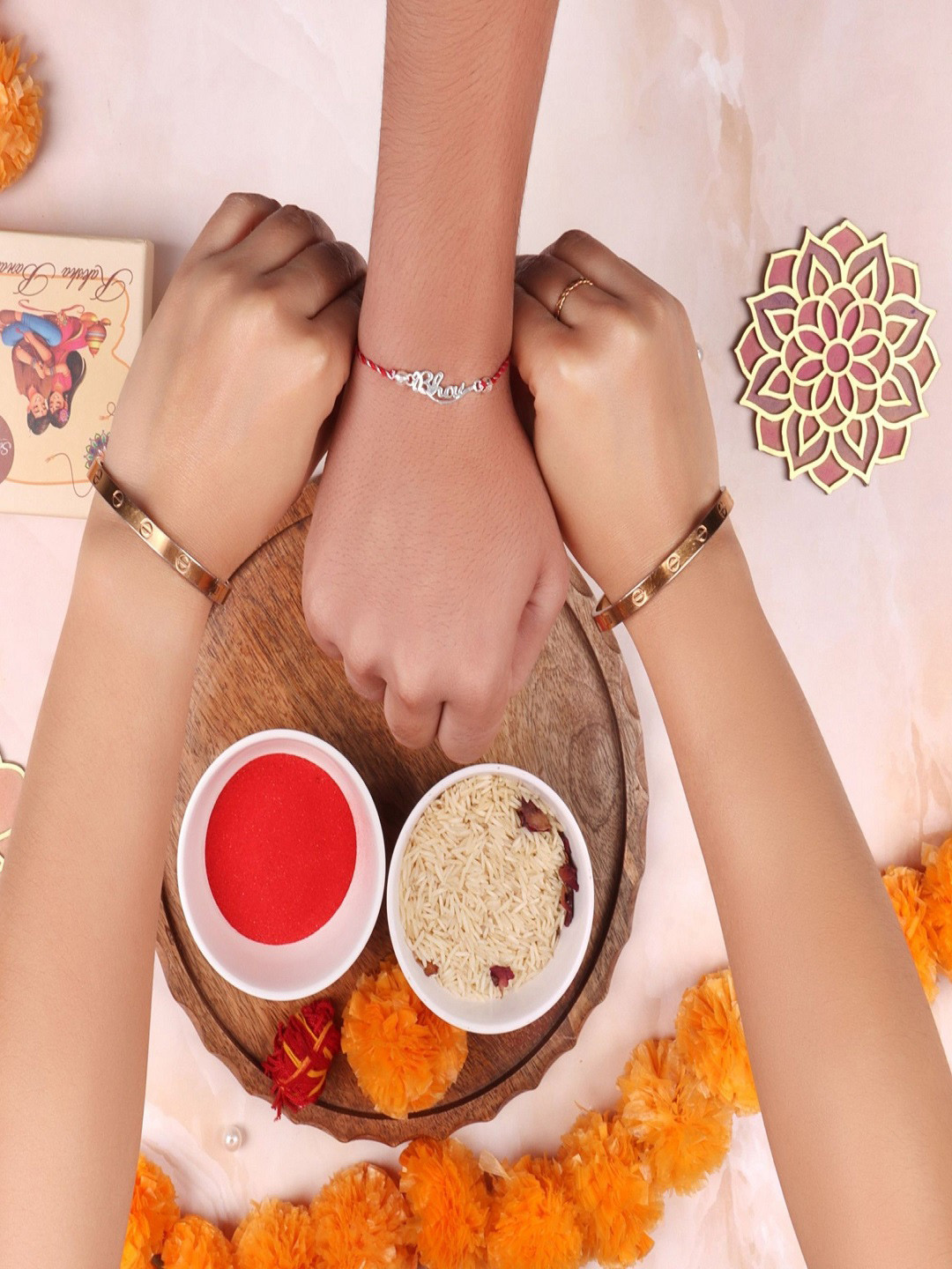 Silver Chest 925 silver Bhai Design Theard Rakhi