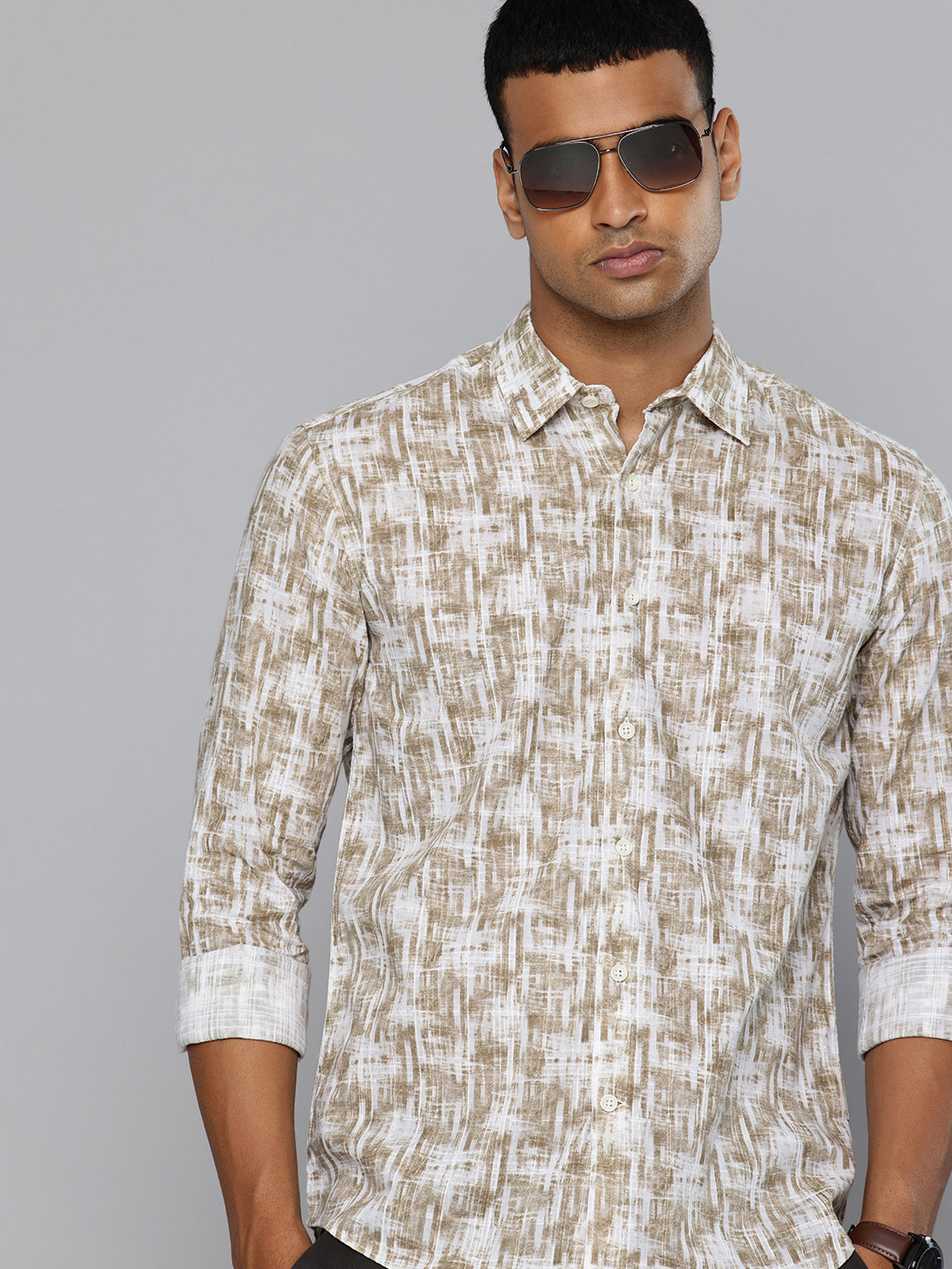 Flying Machine Slim Fit Abstract Printed Pure Cotton Casual Shirt