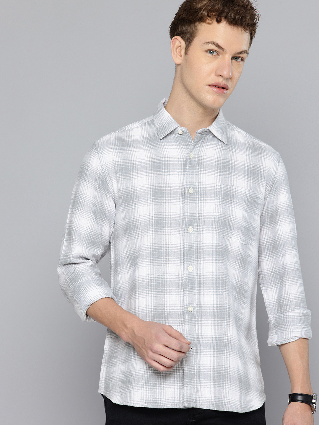 Flying Machine Slim Fit Tartan Checked Pure Cotton Casual Shirt
