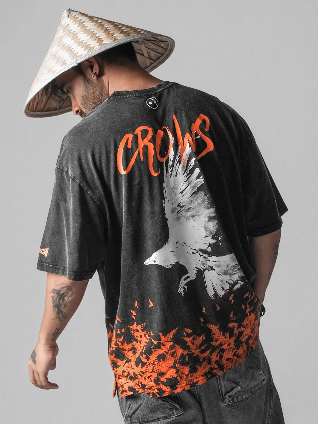 Xenpachi Oversized Haikyuu Anime Crows Printed Bio Finish Pure Cotton T-Shirt