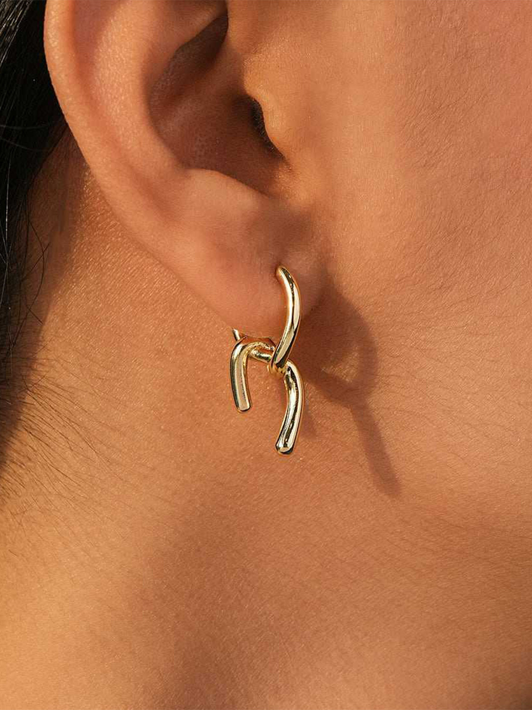 Amalfa 18K Gold Plated Contemporary Knot Drop Earrings