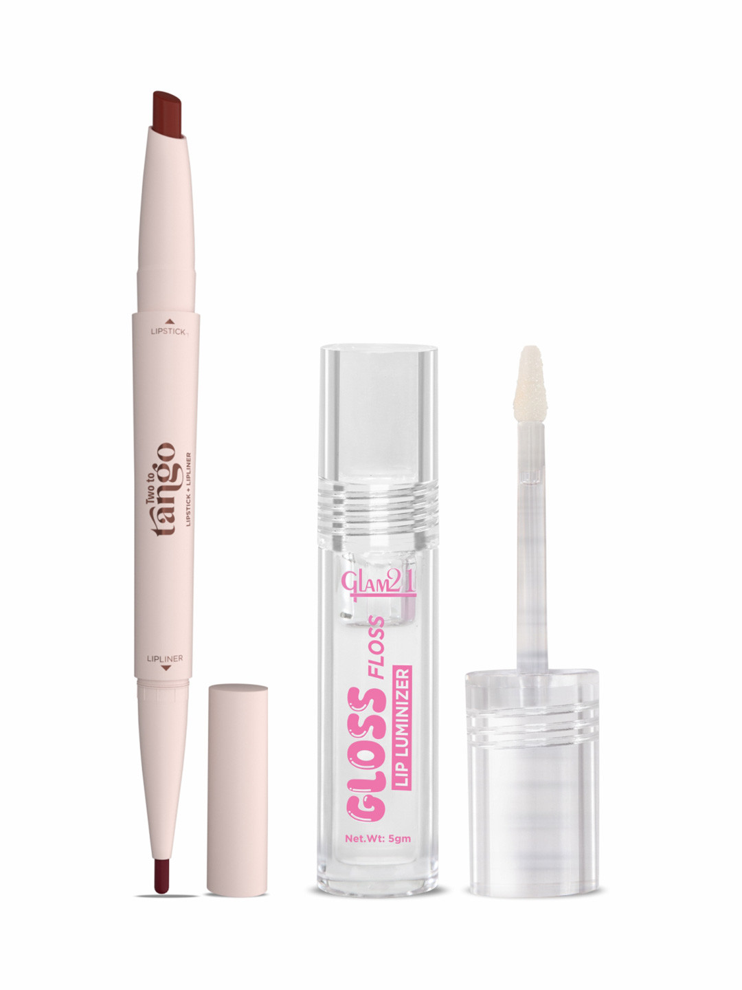 GLAM21 Set Of 2 Two To Tango Lip Liner -Cocoa Kiss & Gloss Floss Lip Luminizer
