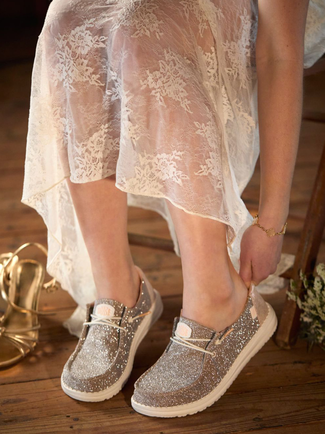 Metallic Sparkle Hey Dude Womens Slip On HEYDUDE Women Wendy - Main Image