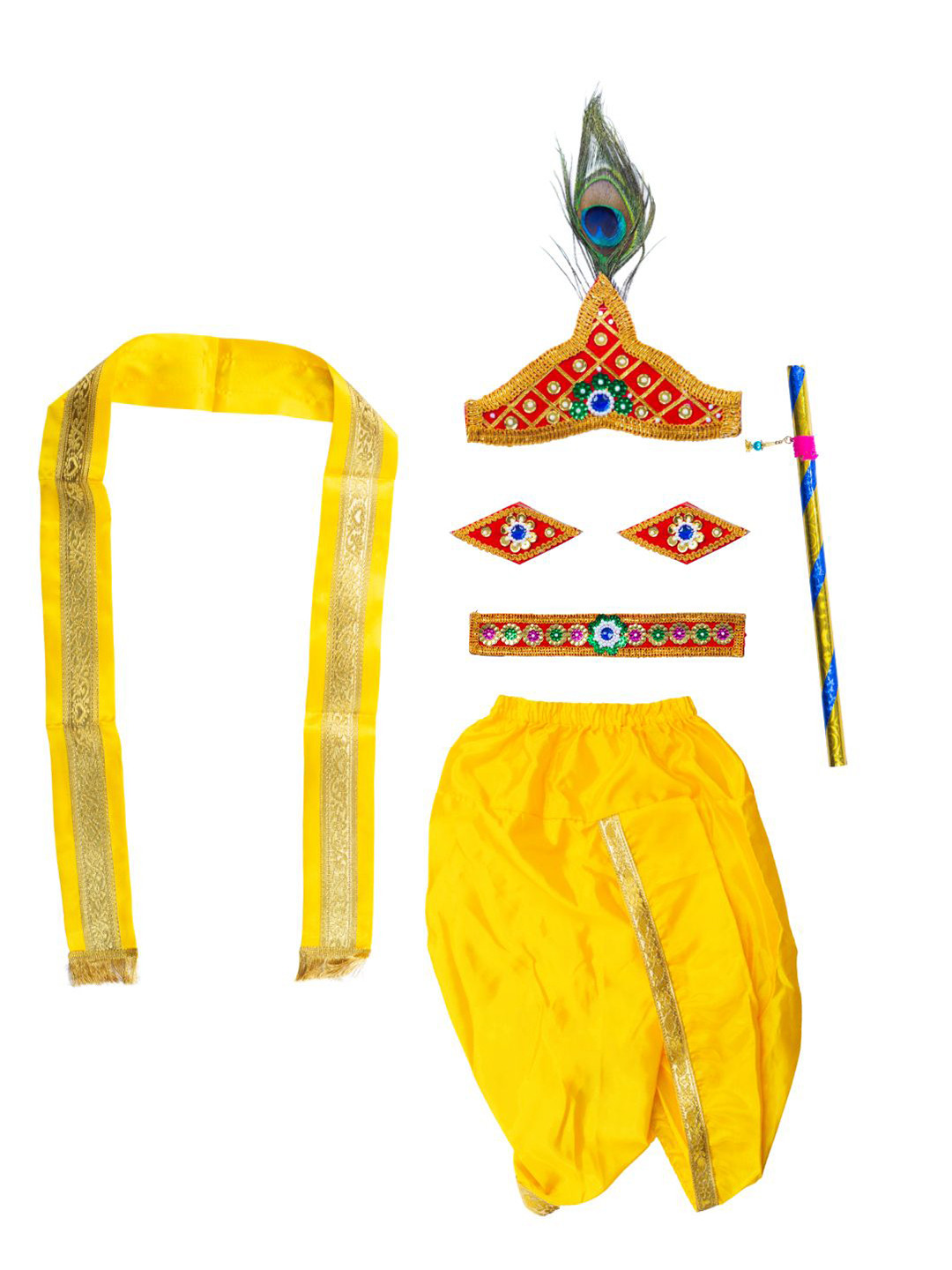 Ethazh Kids Set of 7 Shri Krishna Costume Angavstram Golden Jari Dhoti