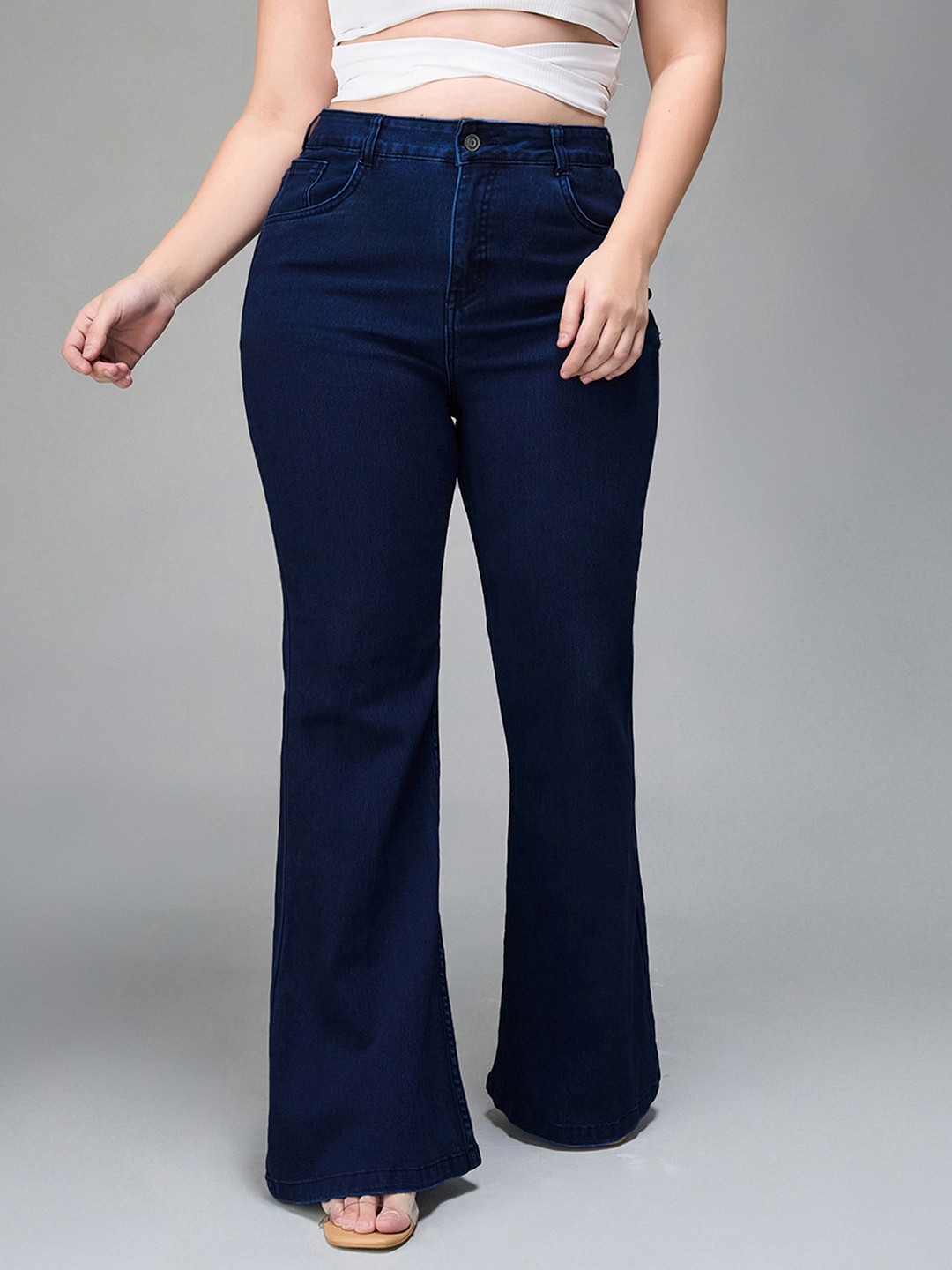 Miss Chase A+ Women Plus Size Bootcut High Rise Clean Look Stretchable Shaping Denim Jeans