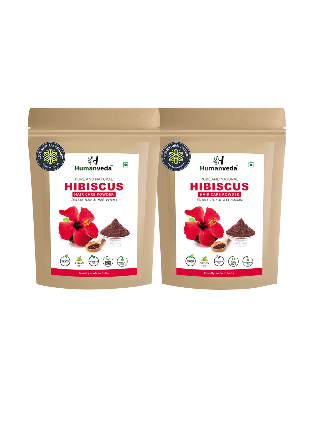 HUMANVEDA Set Of 2 Pure & Natural Hibiscus Hair Care Powder - 100 g Each