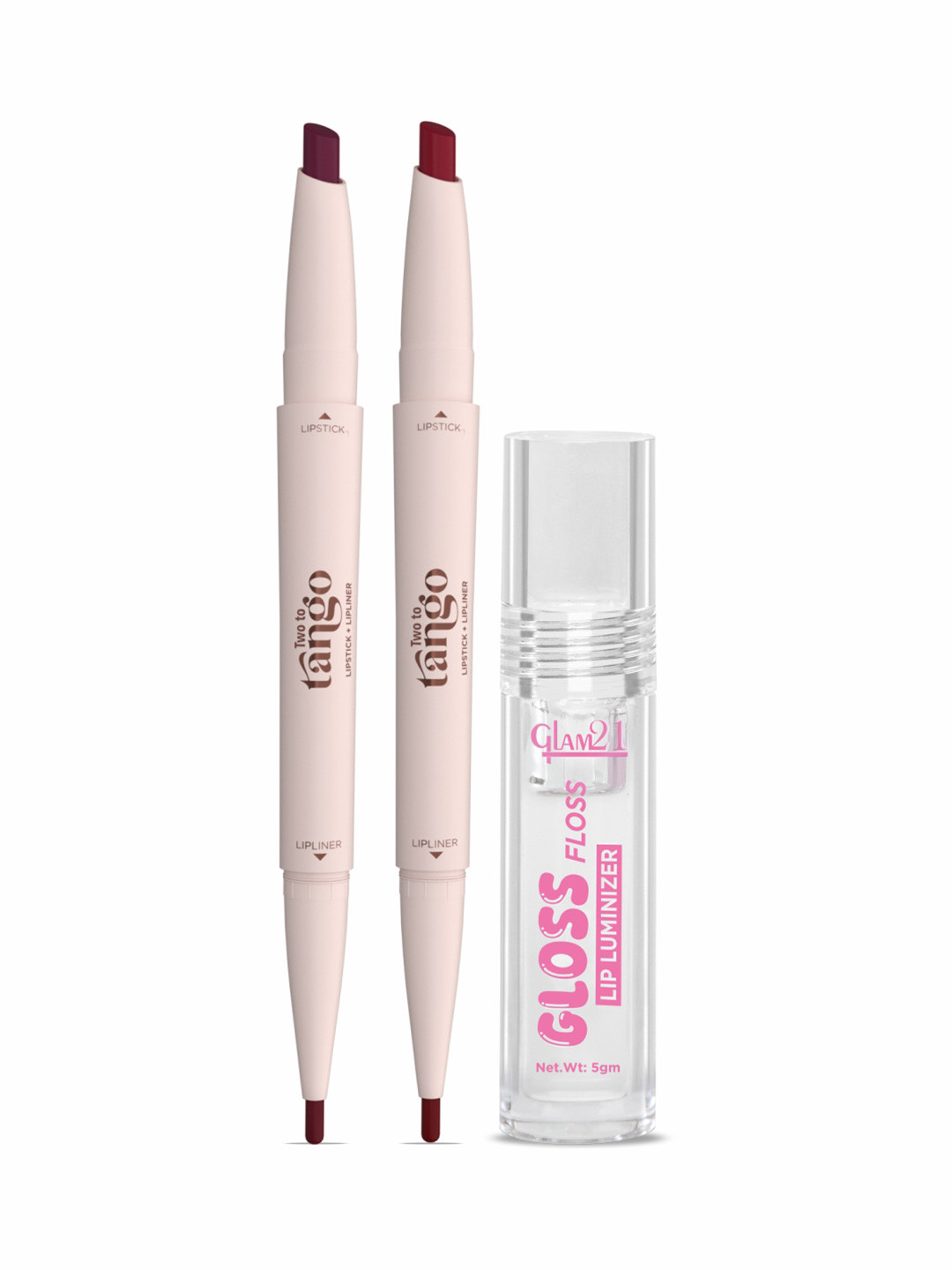 GLAM21 Set Of 3 Two To Tango Lip Liner-Berry Slush-Choco Lave & Gloss Floss Lip Luminizer
