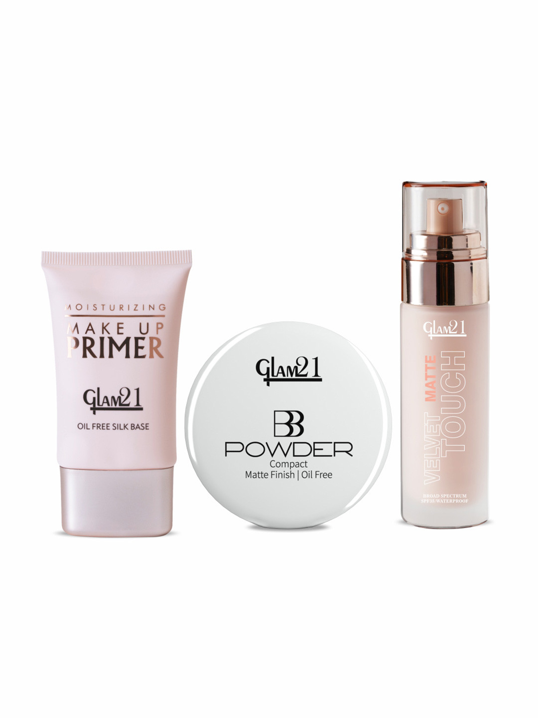 GLAM21 Set of Velvet Touch Natural + BB Compact Powder + Moisturizing Makeup Primer