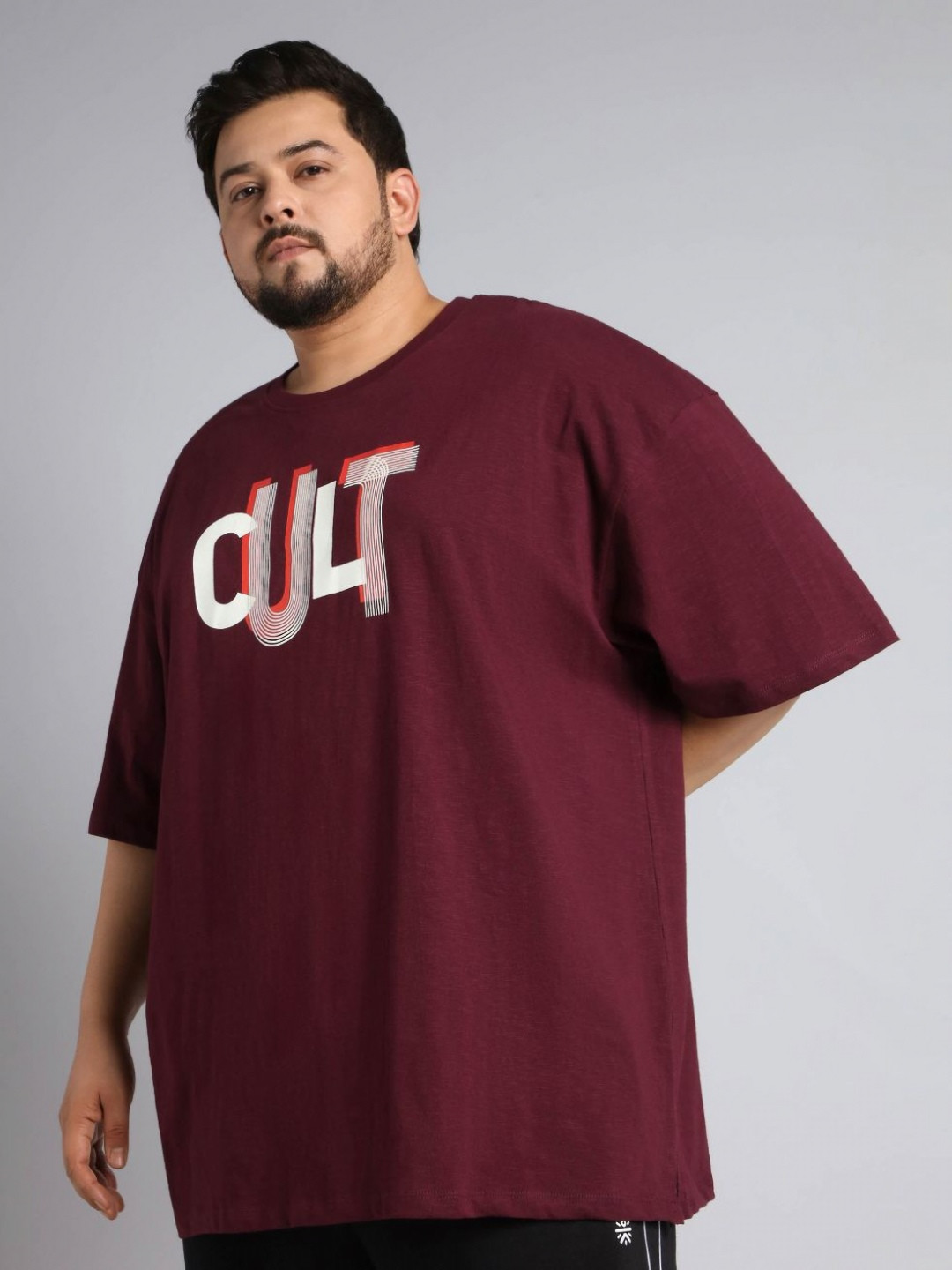 CULT Men Maroon Cult Graphic Plus Size T-shirt